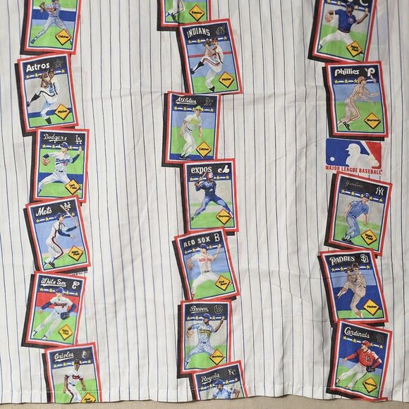 Vintage Baseball Cards Flat Bedsheet Twin Size 92" x 66" 80s 90s MLB Collectors - Picture 4 of 11